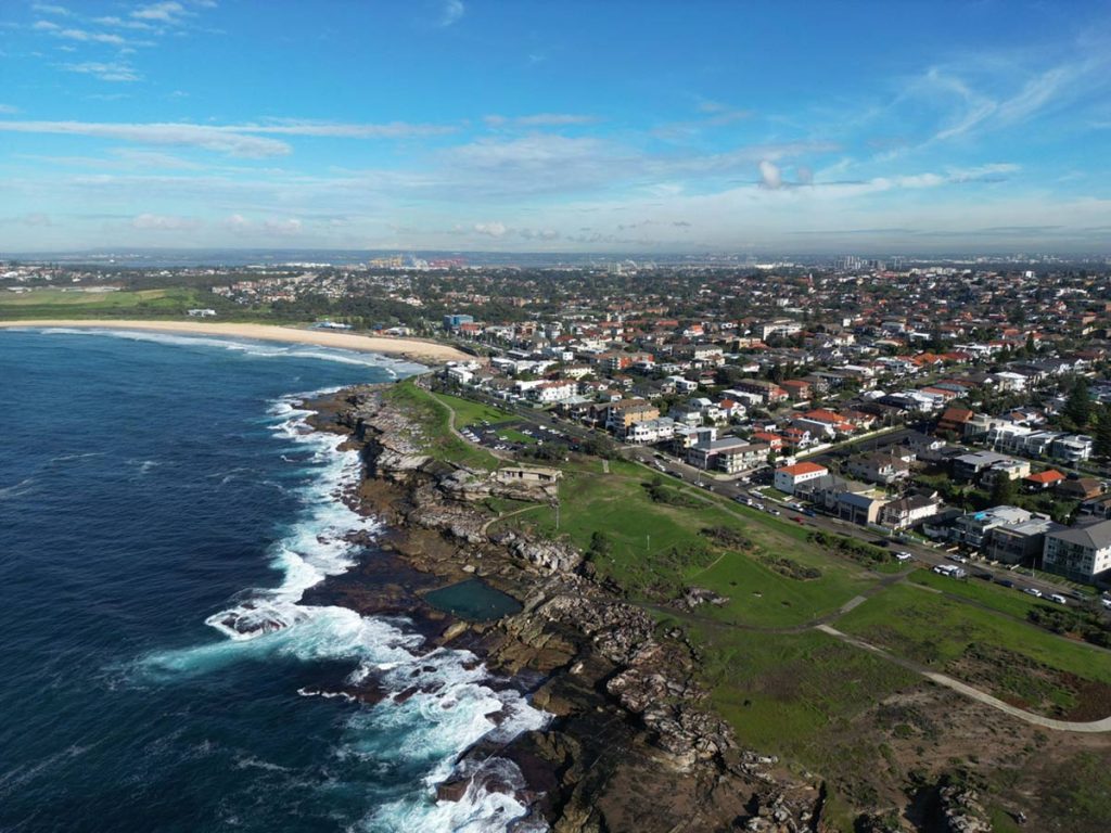 Scenic views of Maroubra’s beach and surrounding areas.