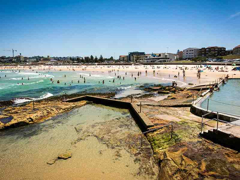 Iconic views of North Bondi Beach and the surrounding coastline.