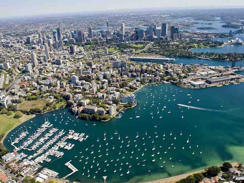 Peaceful harbour views of Rushcutters Bay.