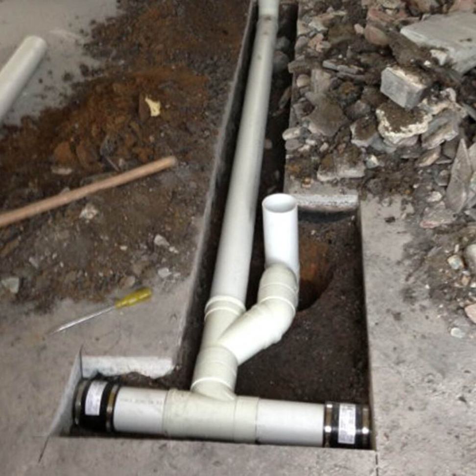 Completed sewer pipe repairs.
