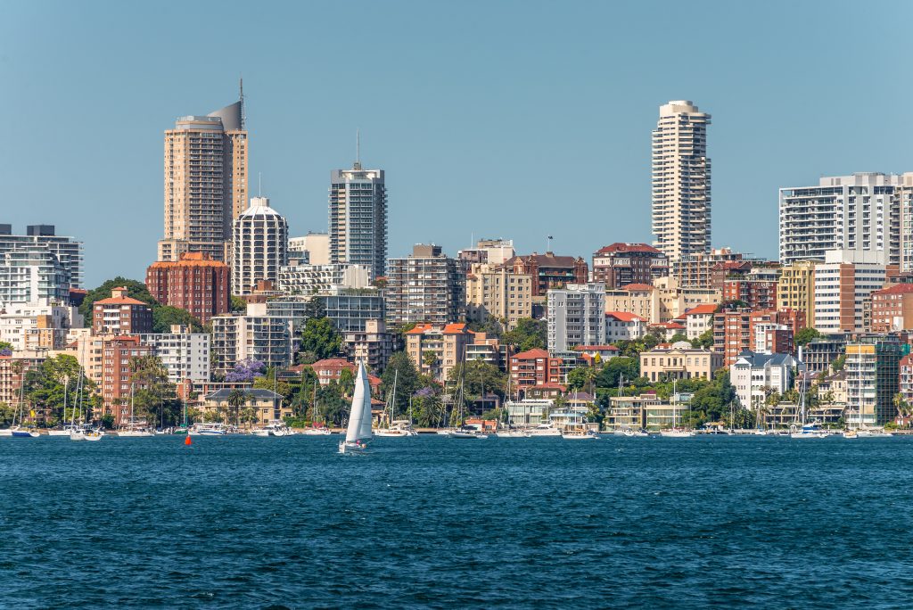Scenic harbour views and greenery in Elizabeth Bay.