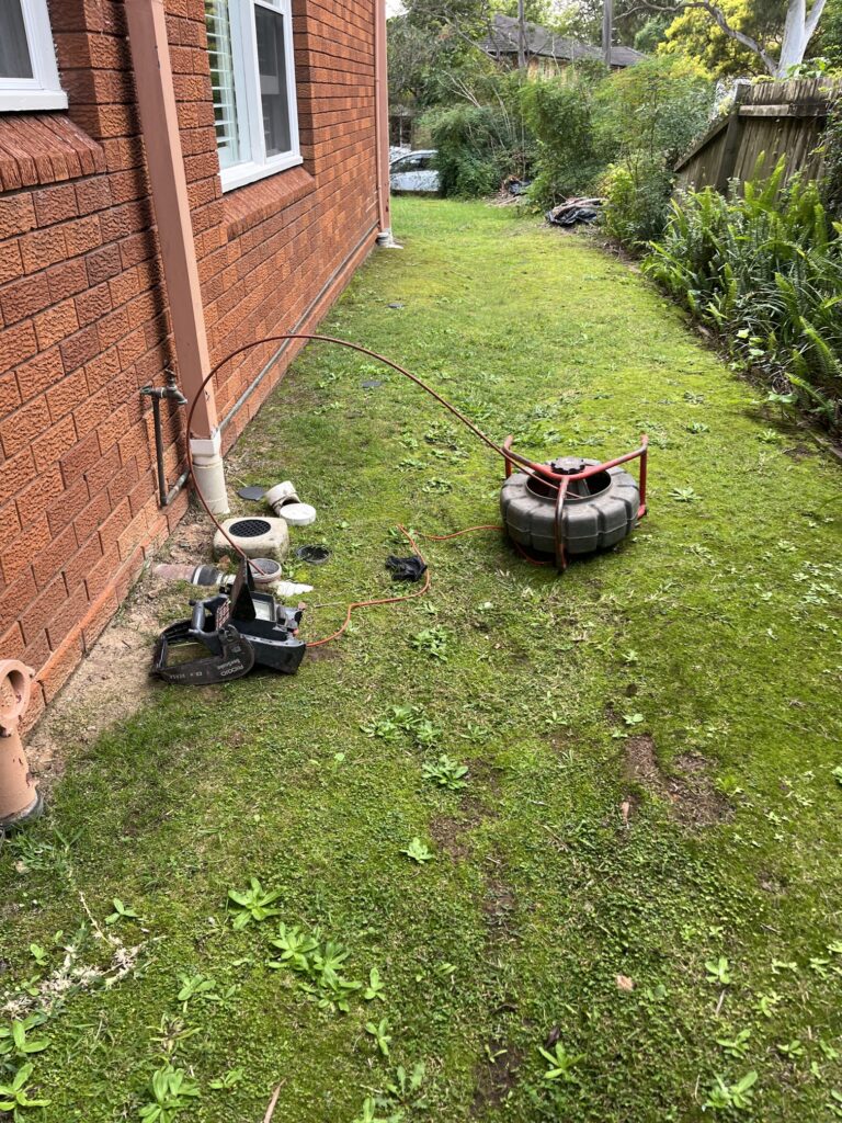A CCTV drain camera used to inspect a drain blockage